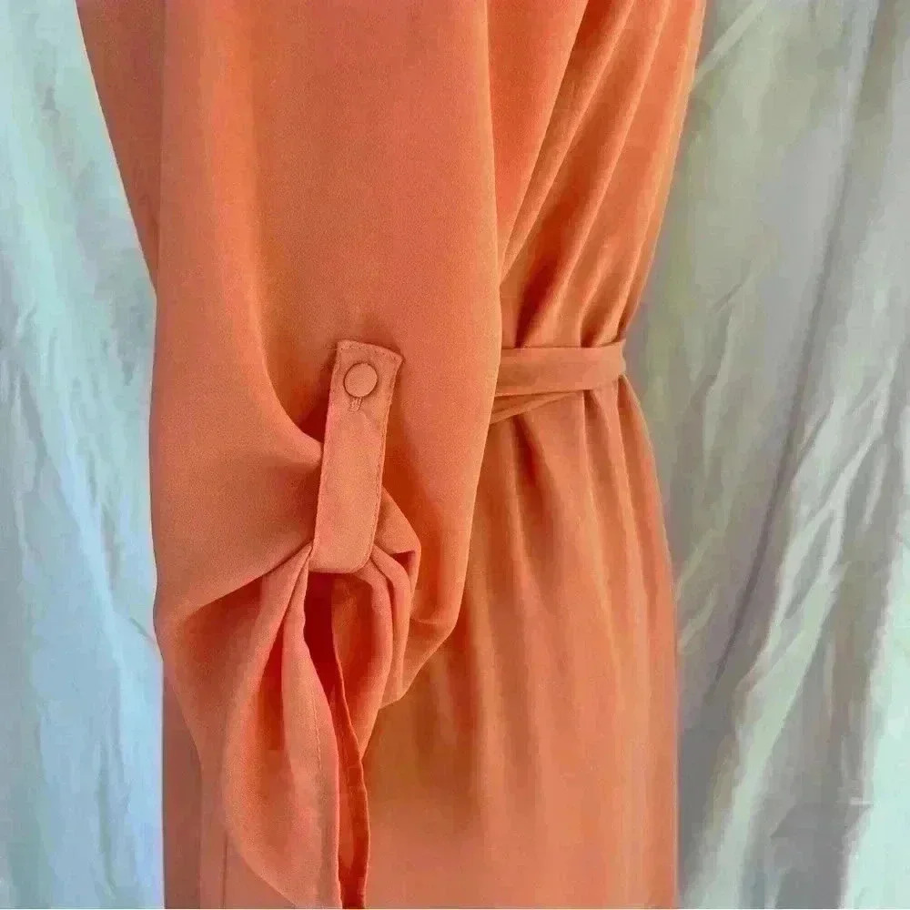 YA Los Angeles coral dress with belt and gold zipper detail. - Picture 7 of 8